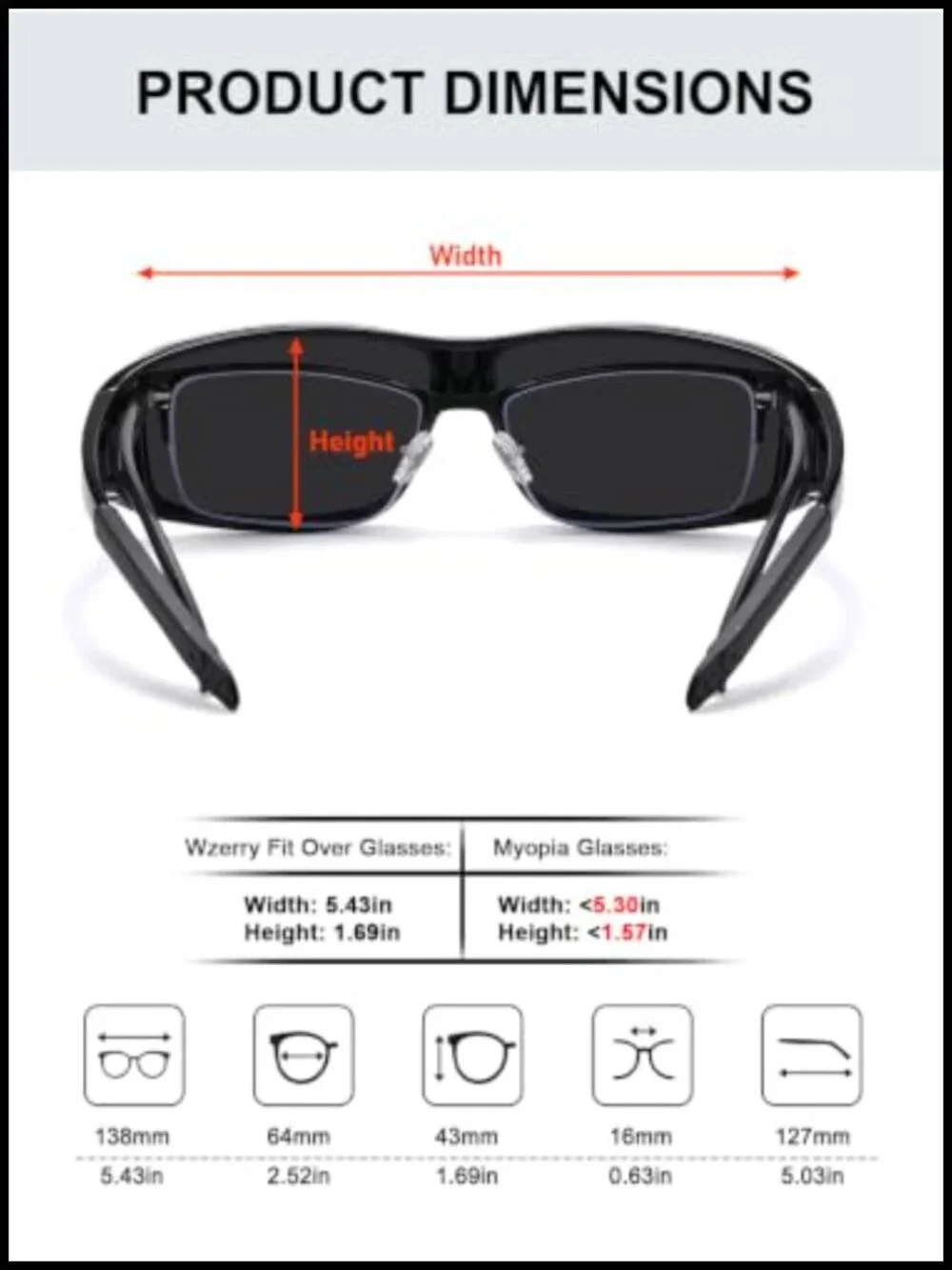 HD Polarized UV400 Protection Sunglasses Fit Over Glasses Wrap-Around